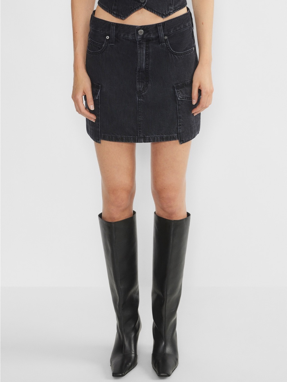 Denim Forum Charcoal Mini Skirt